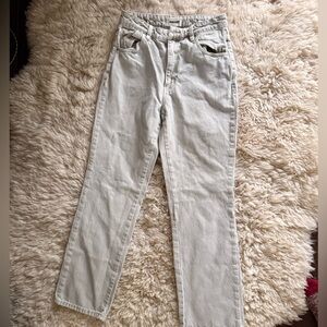 Rolla’s original high rise straight gray wash denim jeans